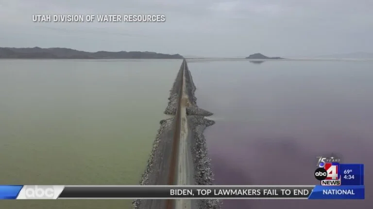 Great Salt Lake rises by more than 4 feet, spills over causeway berm