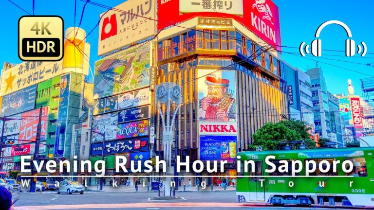 Evening Rush Hour in Sapporo Walking Tour – Hokkaido Japan [4K/HDR/Binaural]