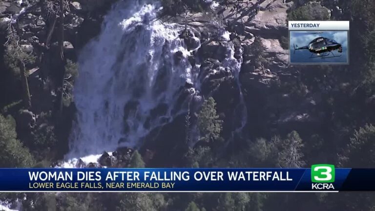 Woman falls over edge of waterfall near Lake Tahoe and dies, sheriff says