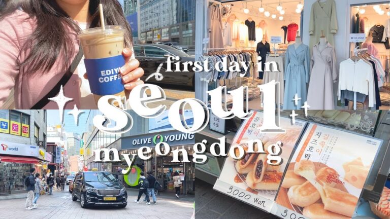 travel vlog 👜 | a day in myeongdong shopping street 😊🛍️ | first day in seoul, korea 🇰🇷