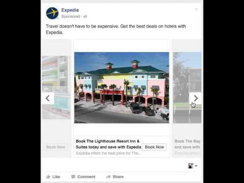 Facebook Image Slide Show Ad Example | Expedia Marketing