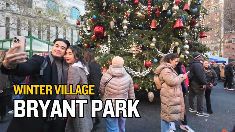 Bryant Park – Winter Village [4K] New York City walking tour
