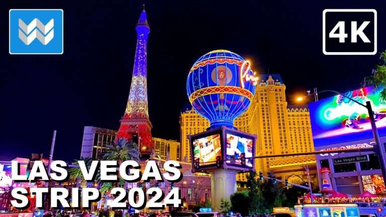 [4K] Las Vegas Strip at Night 2024 Hotels Walking Tour Vlog & Travel Guide – Treadmill Workout
